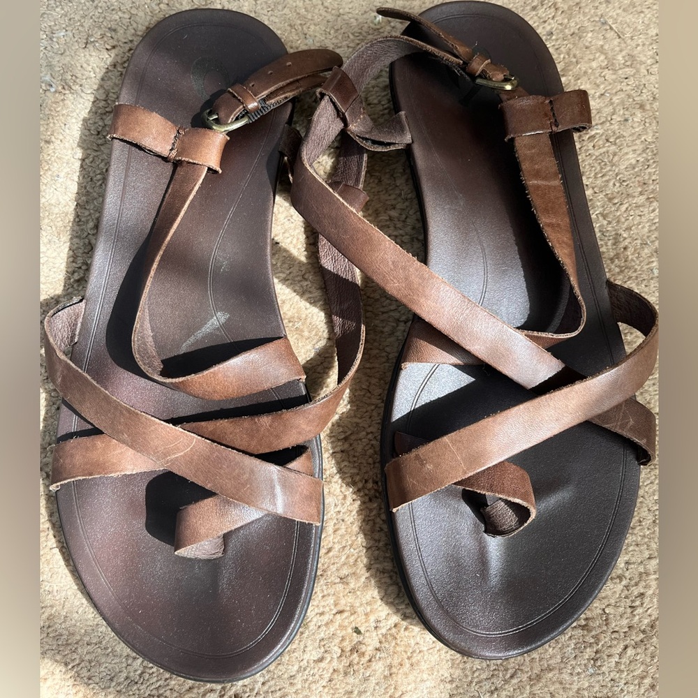 Women’s Olu’kai leather strap sandal, size 11, EUR 41